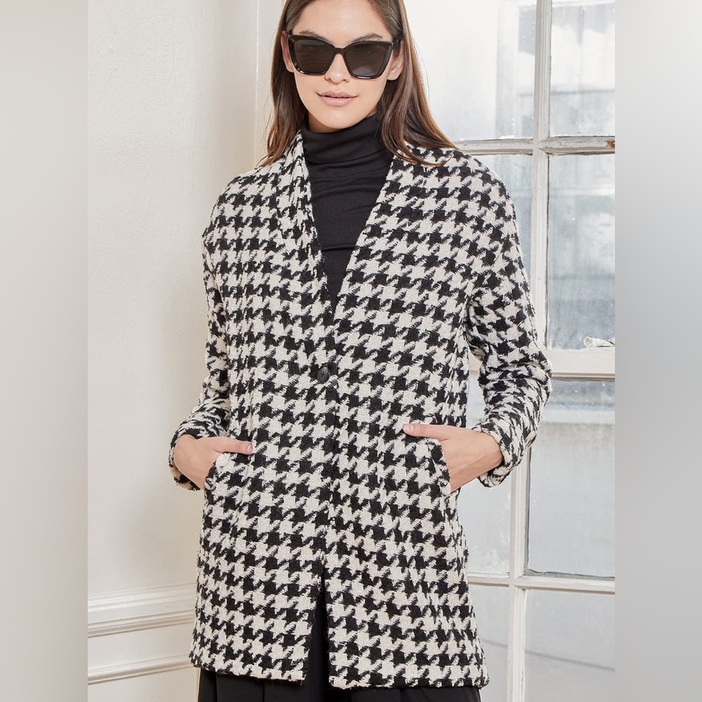Blank NYC Your Own Beat Houndstooth Cocoon Coat